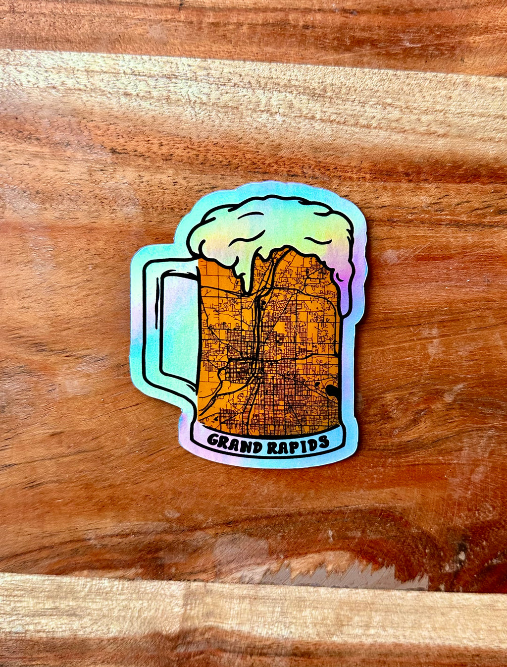 Waterproof Holographic Grand Rapids Beer Sticker